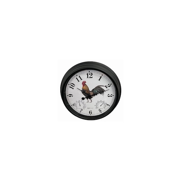 Headwind Consumer Products Rooster Outdoor Clock & Thermometer, 15 In. Dial 850-0073 - main