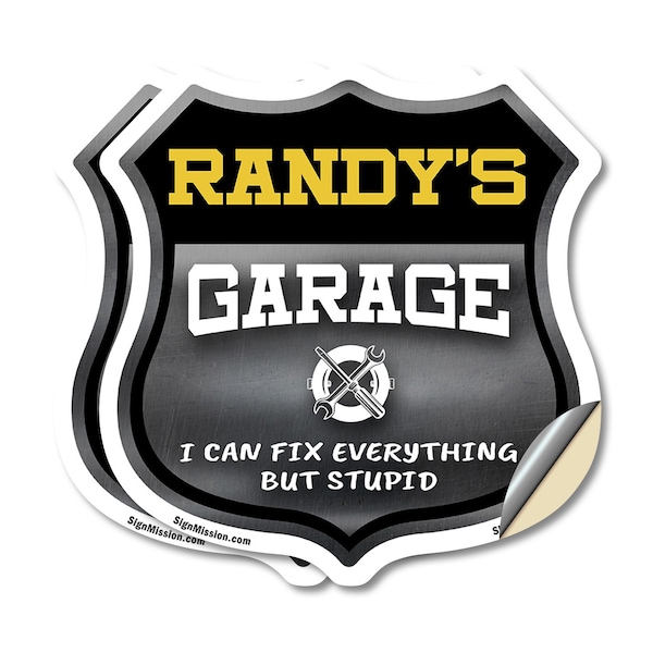Signmission Randy's Garage I Can Fix Everything But Stupid, 4 inch X 4 inch, Vinyl Decal, 2PK SHI-D-2PACK-4-490-RANDY - main