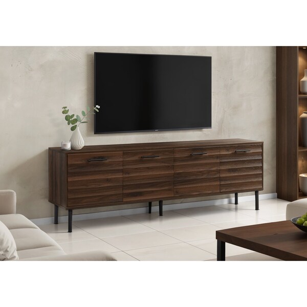 Monarch Specialties TV Stand, 72'', Console, Media Entertainment Center, Brown Laminate, Black Metal, Transitional I 2727 - main