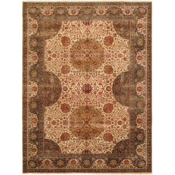 Pasargad Home Crown Jewel Agra Collection Hand-Knotted Lambs Wool Area Rug, Red - 10 ft. x 10 ft. 4 in. PH-260 10X10 - main