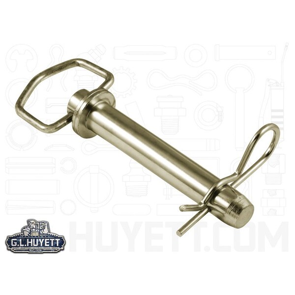 Huyett Hitch Pin, SH, Zn Yelw Med Carbon Steel, .875 Dia x 4.25 Eff L x 5.25 Shk L x .203 Hole Dia HP-0875-4250S - main