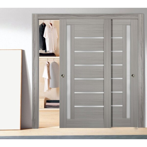 Sartodoors Closet Bypass Interior Door, 36" x 80", Gray QUADRO4088DBD-SSS-36 - main