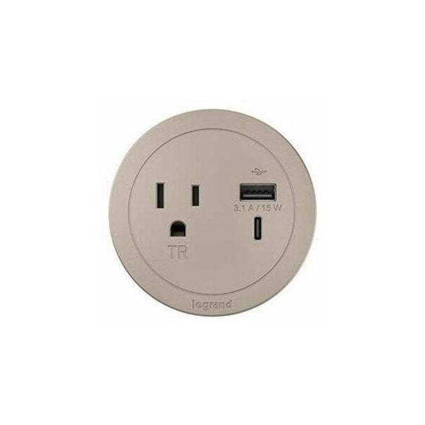 Legrand FurniturePowerOutlet, Nickel, 1Outlet, 10ft RFPCRUAUC-NI10 - main