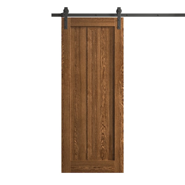 Sartodoors Modern Barn Door 36 x 96 inches, Ego 5006 Cognac Oak Veneer, 6.6FT Rail Track Heavy Hardware Set , EGO5006BD-B-DKO-3696 - main