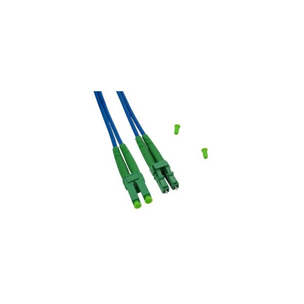 Cable Wholesale LC/APC Armored Fiber Optic Patch Cable, 3.0mm, Singlemode Duplex, YOFC, LSZH, Blue jacket Green LCLC-72030 - main