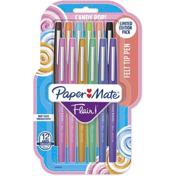 Paper Mate Flair Felt Tip Pens, Medium Point, Candy Pop Pack, 12PK 1979422 - main