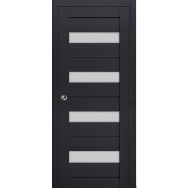 Sartodoors Sliding French Pocket Door with Frosted Glass 36x84 Solid Core Modern Interior VEREGIO7455PD-ANT-36 x 84 - main