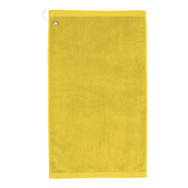 Towelsoft Premium 16 inch x 26 inch Velour Golf Towel with Corner Hook &Grommet Placement-Yellow Golf-GV1201CL-YLW - main