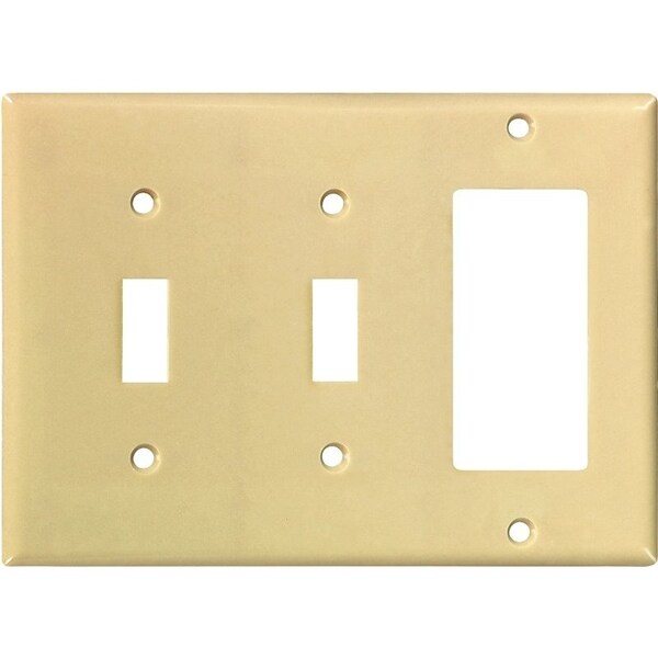 Eaton Wiring Devices Combination Wallplate, 4-1/2 in L, 6-3/8 in W, 3 -Gang, Thermoset, Ivory 2173V-BOX - main