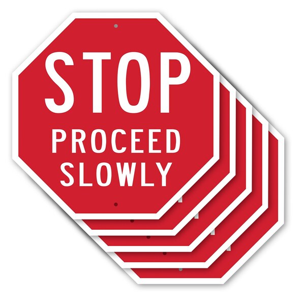 Signmission Stop Proceed Slowly, 10 inch X 10 inch, Aluminum Metal Signs, 5PK OC-A-5Pack-10-13 - main