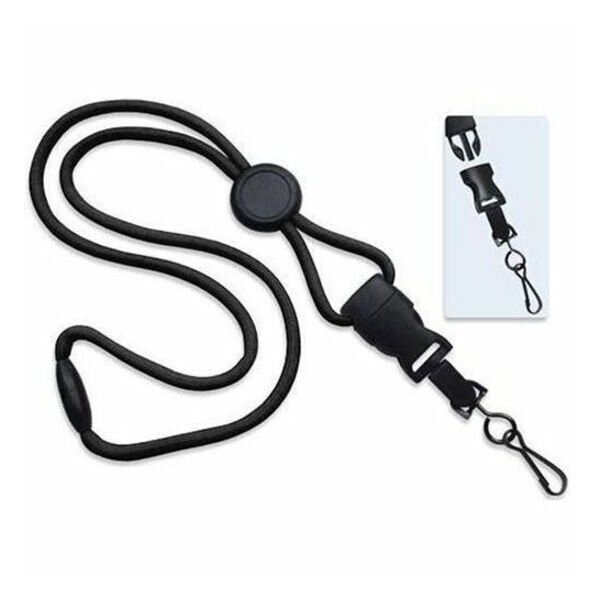 Brady LANYARD STANDARD, BLACK, 1/4in, POLYPROPYLENE ROUND MATERIAL, ROUND SLIDER, NEW DTACH SWIVEL HOOK 2135-4573 - main