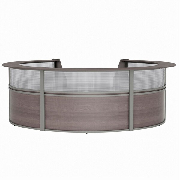 Linea Italia Reception Desk 11.1 ft D X 46 in H, 11.8 ft W X Thermofused Laminate, Mocha, Clear ZUT319 - main