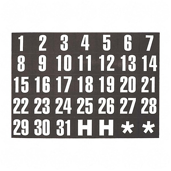 Magna Visual Magnetic Headings Calendar Dates (1-31), White on Black FH-37 - main