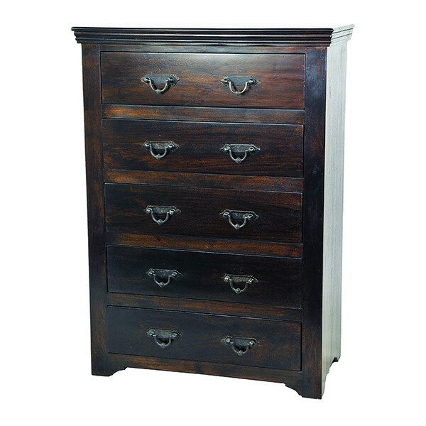 Homeroots 36" Brown Solid Wood Five Drawer Dresser 489194 - main