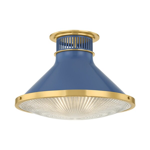 Hudson Valley Lighting Highclere 17.75 in. Flush Mount in Aged Brass/Soft French Blue by Mark D. Sikes MDS2403-AGB/FBL - main