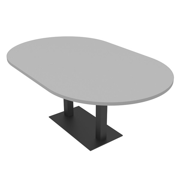 Skutchi Designs Racetrack Conference Table With Power Unit, 48 in W, 84 in L, Grey HAR-RAC-48X84-DOU.BK-U779-NA - main