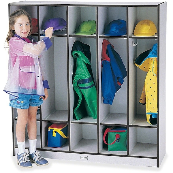 Jonti-Craft Rainbow Accents 5 Section Coat Locker, Black 2681JCWW180 - main