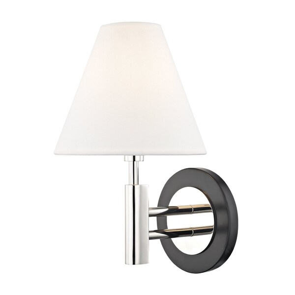 Mitzi Robbie 1 Light Wall Sconce 7.5 In. Polished Nickel/Black H264101-PN/BK - main