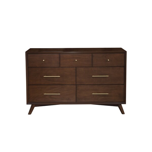 Homeroots 60" Walnut Solid Wood Seven Drawer Double Dresser 524148 - main
