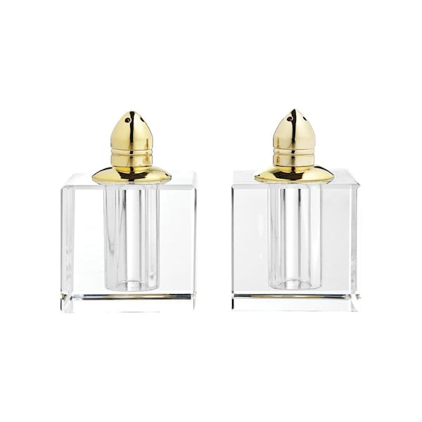 Homeroots Set of Two Clear And Gold Crystal Pepper Shakers 376096 - main