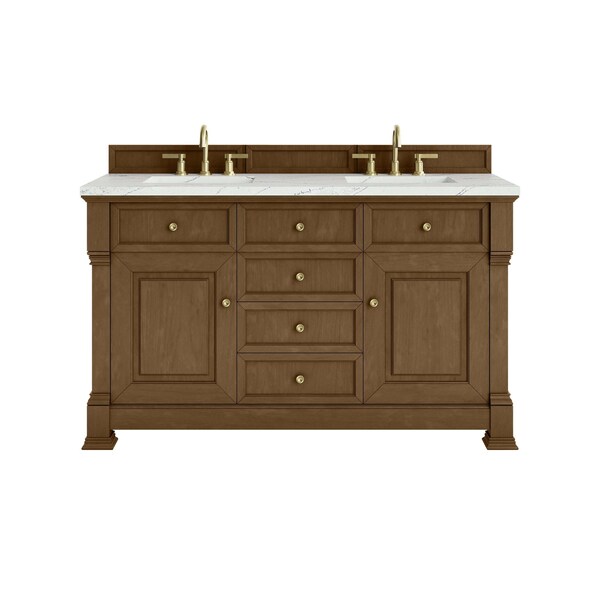 James Martin Vanities Brookfield 60'' D Vanity, Honey Oak w/ Ethereal Noctis Silestone Top w/FreePower Wireless Charger 547-V60D-HNO-FENC - main