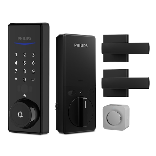Philips Wi-Fi Smart Deadbolt with Palm Recognition & Lever - Matte Black DDL250A8605L-BK - main