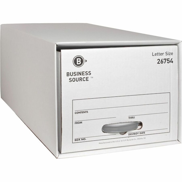 Business Source File Box Drawer, White, Letter, PK6 BSN26754 - main
