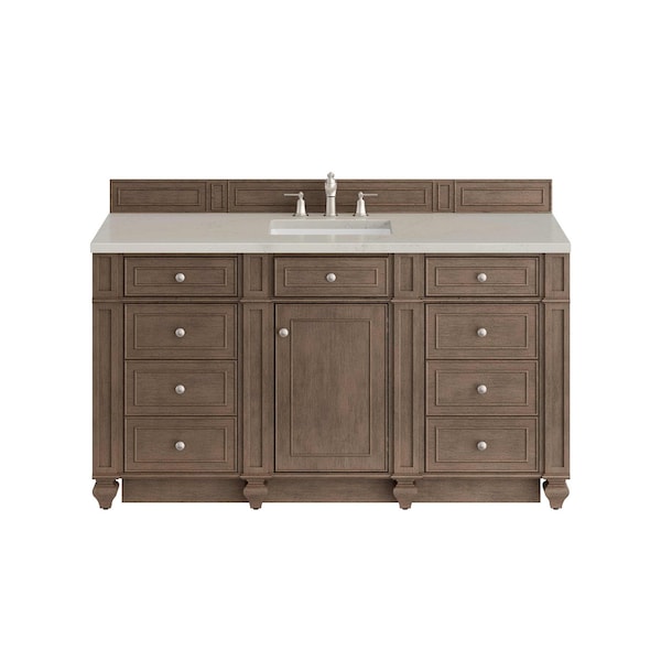 James Martin Vanities Bristol 60" Sgl Vanity Whitewashed Walnut, w/3 CM Siberian Silestone Top w/FreePower WirelessCharger 157-V60S-WW-FSFR - main