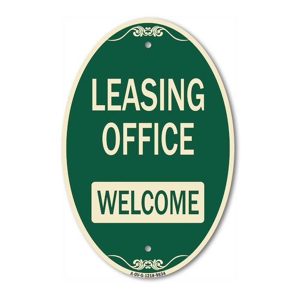 Signmission Leasing Office Welcome Green & Tan, 12 Inch X 18 Inch Designer, Heavy Gauge Aluminum A-OV-G-1218-9834 - main