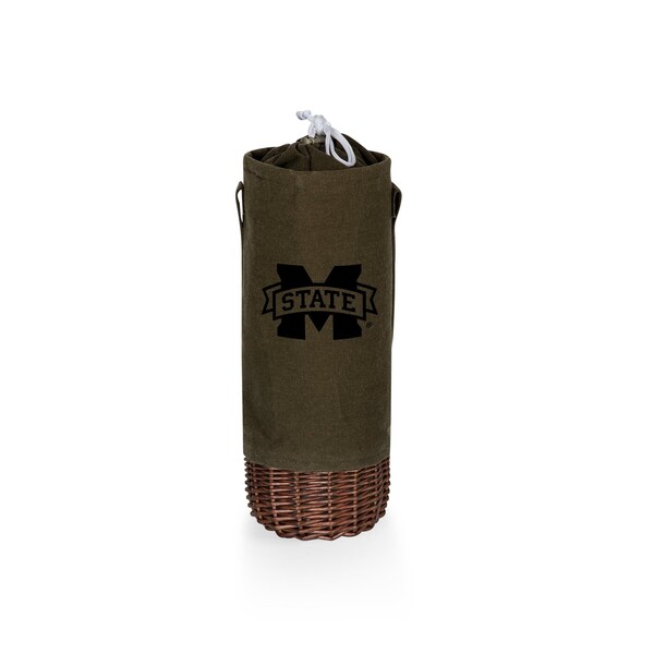 Picnic Time Family Of Brands NCAA Mississippi State Bulldogs Malbec Insulated Canvas and Willow Wine Bottle Basket 201-00-140-384-0 - main