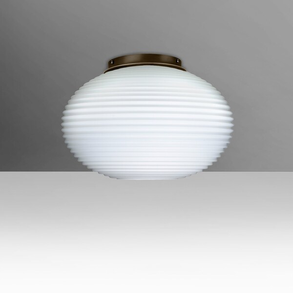 Besa Lighting Besa, Pape 10 Ceiling, Opal Ribbed, Bronze Finish, 1x100W E26 base 491207C-BR - main