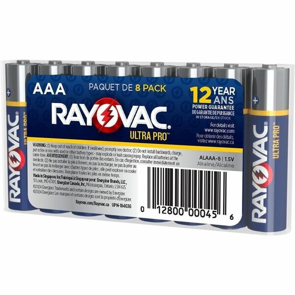 Rayovac UltraPro AAA Alkaline Battery, 1.5V DC, PK8 ALAAA8 - main