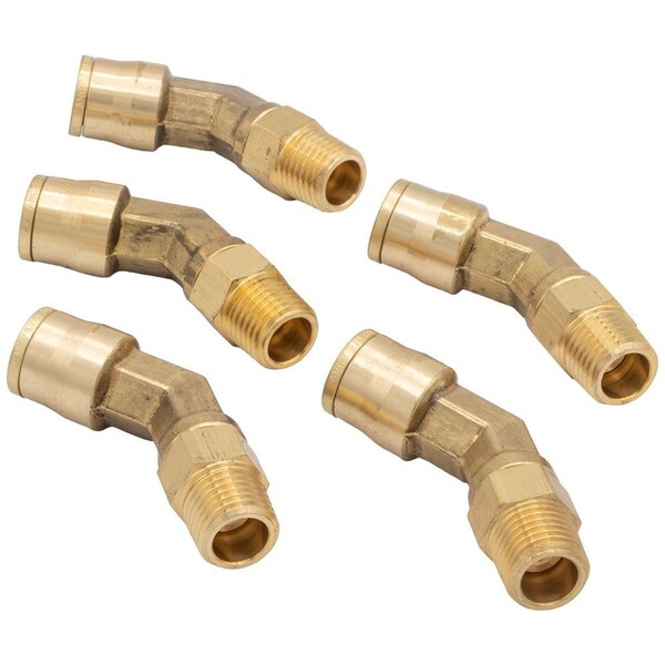 Mytee Products 45-DEGREE DOT Brass 3/8 inOD X 1/4 inNPT Male Non-Swivel Elbow Air Brake 5PK MP-ABF-45ELBOW3814 - main