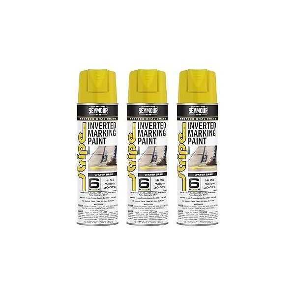 Seymour Midwest Stripe 6-Series Inverted Ground Marking Paint, Hi Viz Yellow net 17oz., 3PK 20676-3 - main