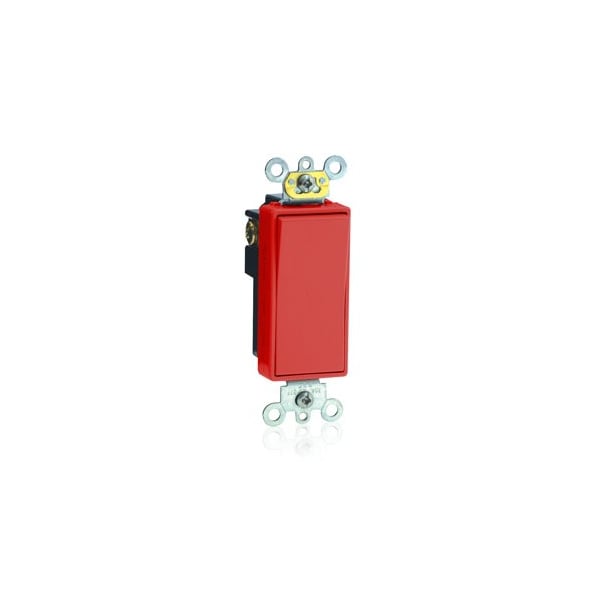 Leviton Decora Plus Rocker Single-Pole AC Quiet Switch, 20 Amp, 120/277 Volt, Red 5621-2R - main