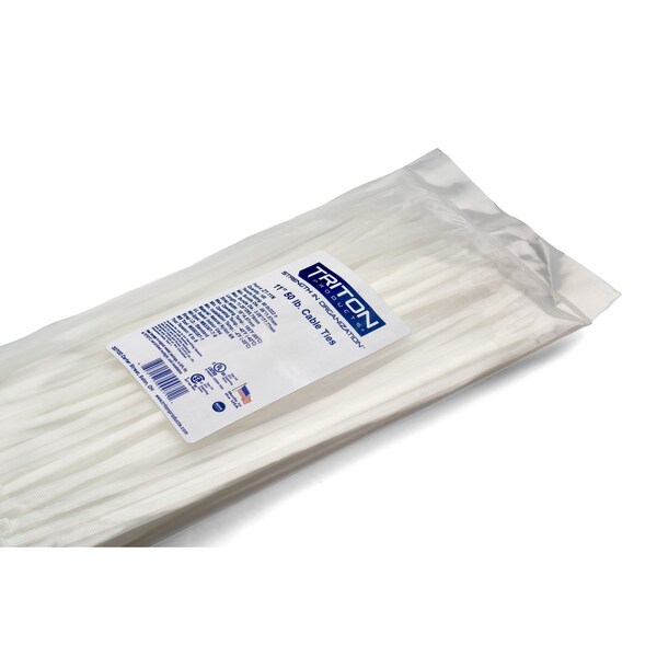 Triton Products Cable Tie, 11 in L, 3.06 in Max Bundle Dia., Natural, Nylon, 50 lb Strength, 100 PK ZT-11N - main