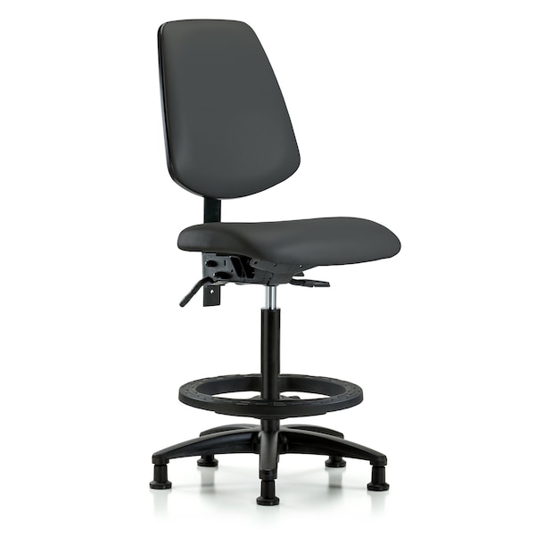 Blue Ridge Ergonomics High Bench Chair No Arms, 26" to 35" Height, Vinyl, Charcoal BR-VHBCH-MB-RG-T1-A0-BF-RG-8605 - main