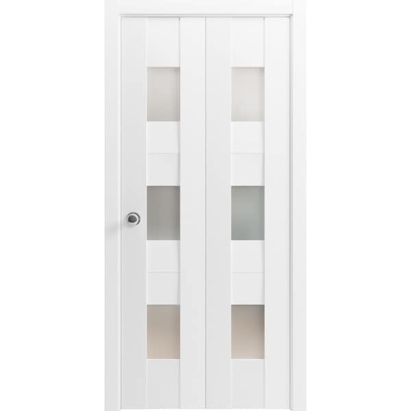 Vdomdoors Sliding Closet Bi-fold Doors White Solid Core Modern Interior SETE6003BF-WS-84 x 80 (2* 42x80) - main