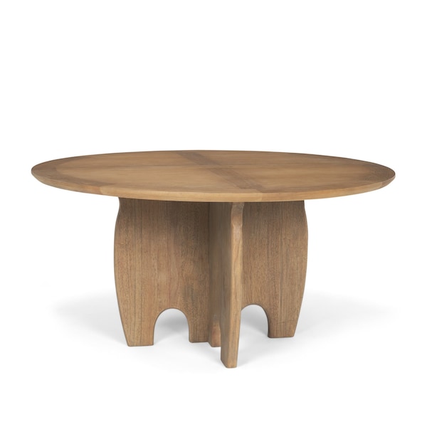 Homeroots 59" Brown Solid Wood Pedestal Base Round Top Dining Table 604027 - main