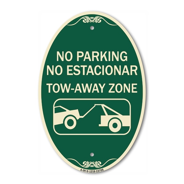 Signmission No Parking No Estacionar Tow Away Zone With , 12 In X 18 In Architectural, Heavy Gauge Aluminum A-OV-G-1218-23706 - main