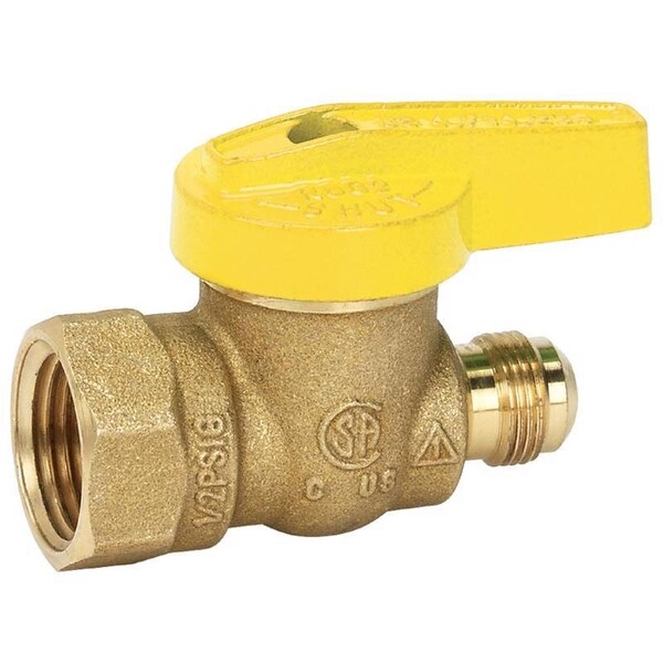 Homewerks 1/2 in. Brass Flare x FIP Ball Valve Quarter-Turn Lever For Gas VGV1GAR3 - main