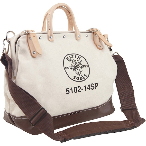 Klein Tools Tool Bag, Brown, Canvas, 10 Pockets 5102-14SP - main