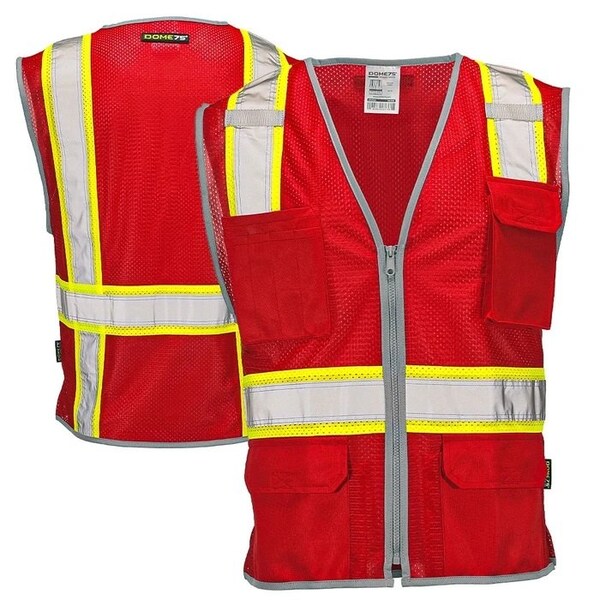 Dome75 Hi-Vis Safety Vest 4X/5X Class Non-ANSI/Enhanced Visibility , Zipper 6 Pockets, 2 Mic Tab DV2183 - main
