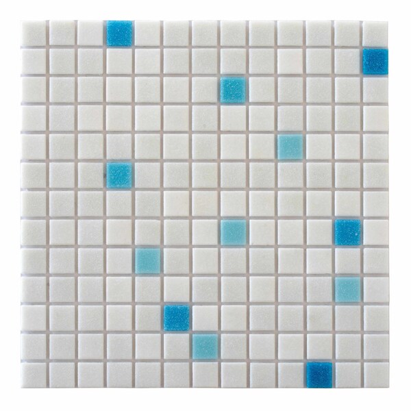 Apollo Tile Mingles 12 in. x 12 in. Glossy White and Blue Glass Mosaic Wall and Floor Tile 20 sqft/case, 20PK DE88109MIX1A - main
