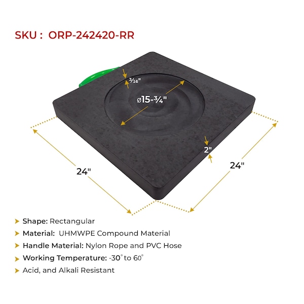 Mytee Products 24in x 24in x 2in Heavy Duty Outrigger Pad for RV with Recessed Radius Black, 2PK ORP-242420-RRx2 - main