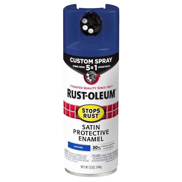 Rust-Oleum Spray Paint, Sapphire, Satin, Solvent, 12 oz 376881 - main