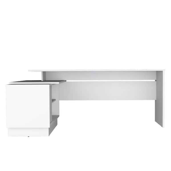 Homeroots 71" White Wood L Shape Computer Desk 571408 - main