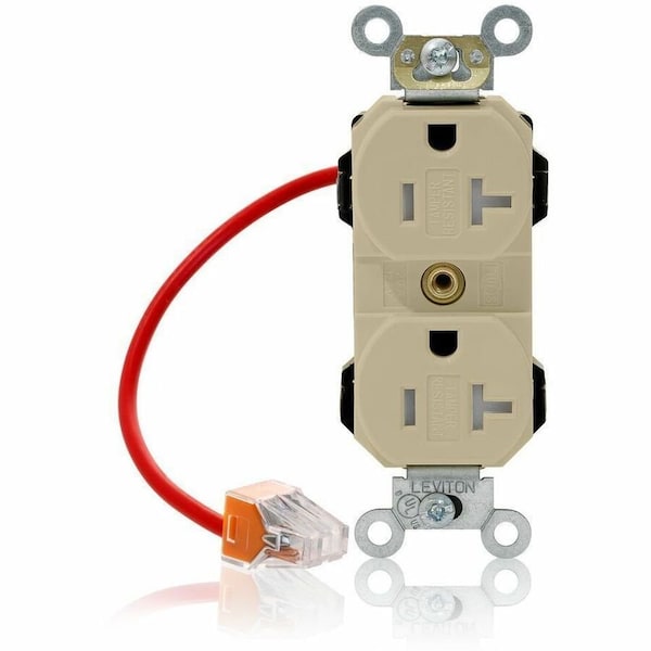 Leviton Straight Blade Receptacle, 5-20R, 20 A, 125V AC, Flush Mount, Self-Grounded MT563-SCI - main