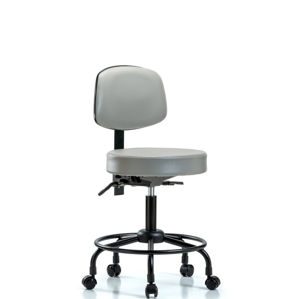 Blue Ridge Ergonomics Vinyl Stool, Back, Desk, Round Tube Base, Tilt, Casters, Sterling BR-VDHST-RT-T1-RC-8840 - main
