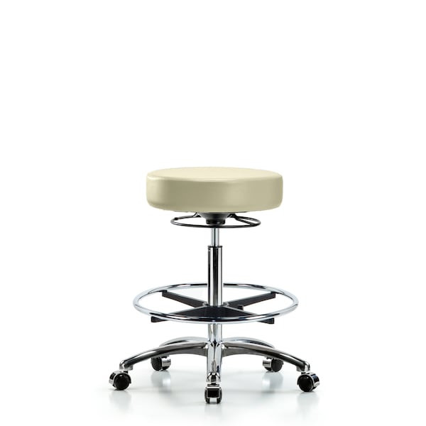 Blue Ridge Ergonomics Bench Stool, Hi, Chrm, Vin, CF, Castrs, Wht BR-VHBSO-CR-CF-CC-8501 - main